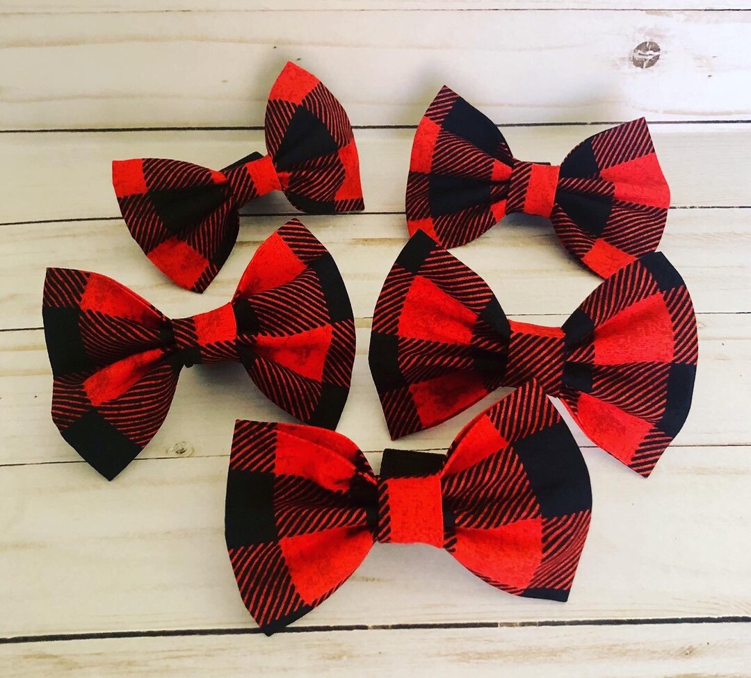 Buffalo Plaid Dog Bow Ties Puppy Bow Ties Holiday Bow Ties Etsy