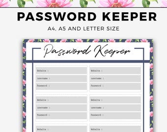 password sheet etsy password log sheet