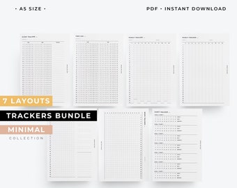 A5 Trackers bundle, A5 Work tracker, A5 sleep tracker printable, A5 Monthly tracker insert, A5 planner printable
