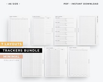 A6 Trackers bundle, A6 Work tracker, A6 hourly tracker printable, A6 Monthly tracker insert, A6 Habit tracker insert