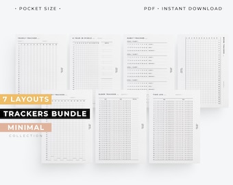 Pocket size Trackers bundle, pocket Work tracker, Pocket sleep tracker printable, Monthly tracker insert, Pocket size planner printable