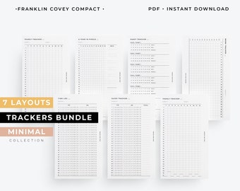 FCC, Trackers bundle, Franklin Covey Compact sleep tracker printable, hourly tracker insert, FCC Monthly tracker