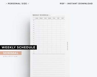Personal size weekly schedule planner printable, weekly organizer | minimal collection
