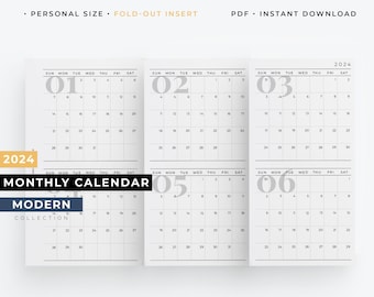 Personal size, 2024 Fold-out yearly planner, 2024 at a glance, 2024 folded yearly calendar