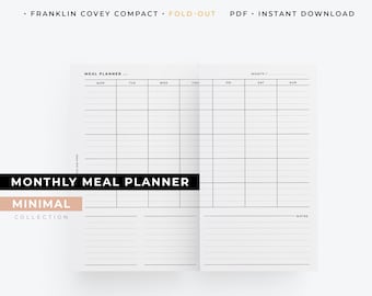 FCC Foldout monthly meal planner, meal prep inserts, menu plan
