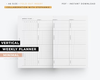 A6, Fold-out Vertical Weekly planner printable | Collaboration with Stephanie