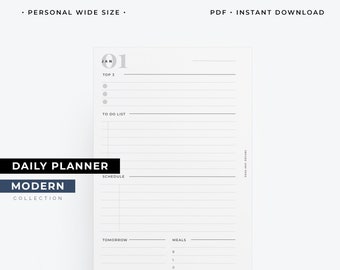 Personal Wide Daily planner book, daily work planner, daily productivity planner