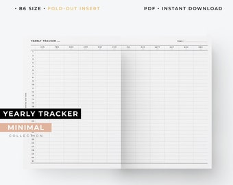 Foldout yearly tracker for B6 planner, B6 foldout insert