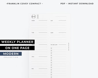 FC Compact Weekly Planner Insert: Modern Minimalist (PDF printable)