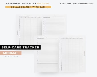 Personal Wide, Fold-out Self-Care tracker planner printable | Collaboration with Dani