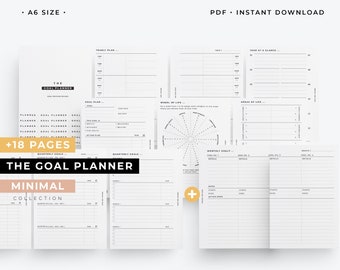 A6, Goal planner printable, A6 goal setting template, A6 new year resolution planner, A6 Quarterly goals insert