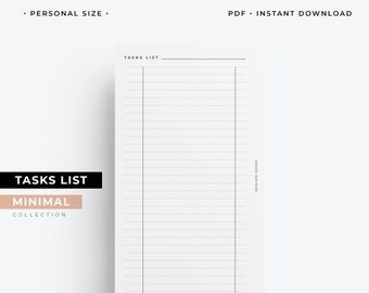 Personal size To do list printable, minimal tasks list insert