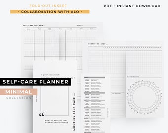 A6, Fold-out Self-care planner printable | Collaboration with Alo