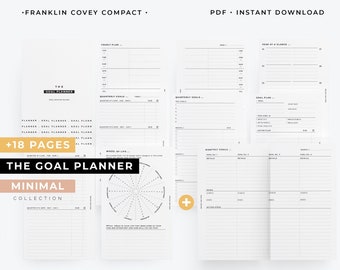 FCC, Goal planner printable, Franklin Covey compact goal setting template, Yearly planner, FC compact Quarterly goals insert