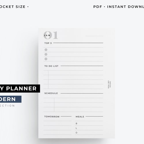 Daily Planner Printable Pocket Size Inserts Blank Daily - Etsy