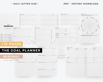 Half Letter, Goal planner printable, half letter goal setting template, half letter new year resolution planner, HL Quarterly goals insert