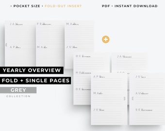 Pocket Yearly Overview Printable: Foldout Insert (PDF Download)