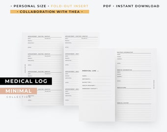 Fold-out Medical Log planner printable | Collaboration with Thea