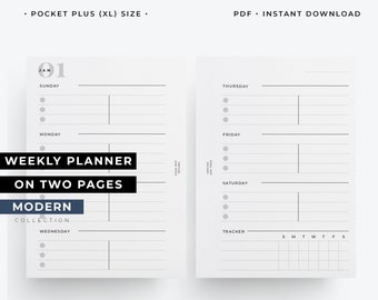 Pocket Plus weekly planner, week on two pages printable