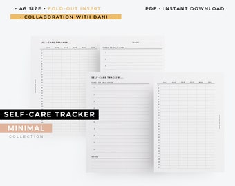 A6, Fold-out Self-Care tracker planner printable | Collaboration with Dani