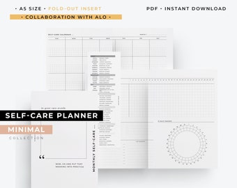 A5, Fold-out Self-care planner printable | Collaboration with Alo