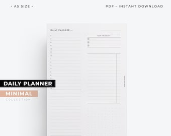 A5 Minimal Daily Planner Printable: Hourly Schedule (PDF)
