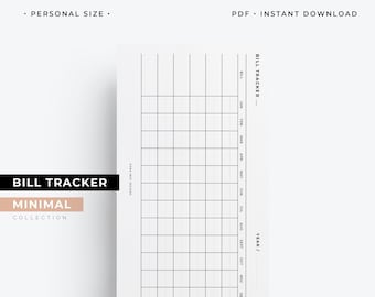 Personal size Bill tracker, money tracker, debit tracker printable planner