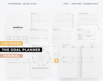 PW, Goal planner printable, Personal wide goal setting template, PW new year resolution planner, PW Quarterly goals insert