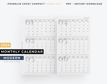 2024 FCC Foldout monthly calendar planner, foldout yearly planner printable planner 2024