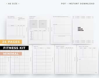 A6 Fitness planner, Health planner, Weight loss tracker