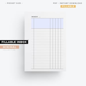 Pocket size, Fillable Inbox insert printable planner, categorized lists for pocket size planner, pocket size GTD insert