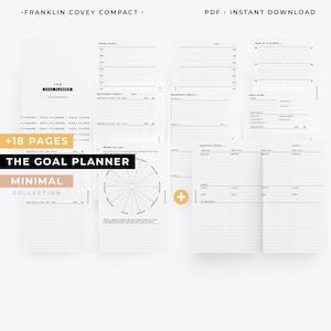 FCC, Goal planner printable, Franklin Covey compact goal setting template, Yearly planner, FC compact Quarterly goals insert