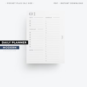 Pocket Plus Daily Planner printable, daily schedule planner