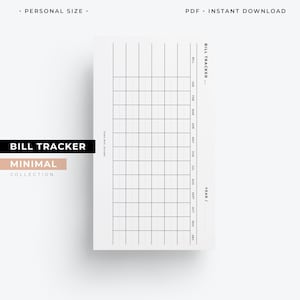 Personal Größe Bill Tracker, Geld Tracker, Debit Tracker druckbarer Planer
