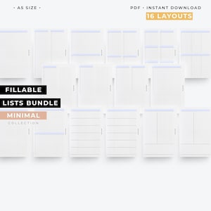 A5 Editable lists bundle, Fillable to do list, 16 different Layout, daily to do list, customized bucket list, grocery list