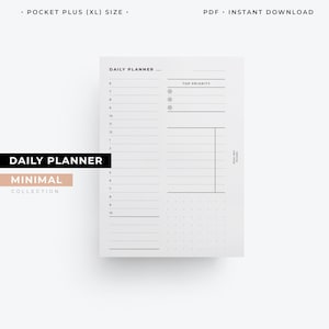 Pocket Plus Daily Planner printable, Day on one page pocket XL, daily agenda