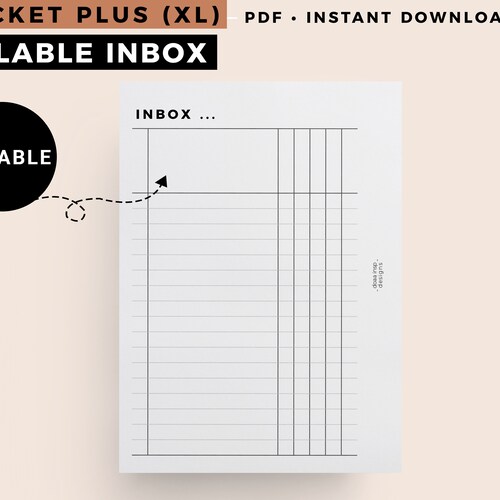 Pocket Plus Fillable Inbox Printable Planner Pocket XL Etsy