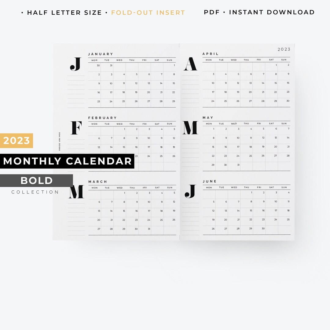 half-letter-2023-fold-out-yearly-calendar-2023-year-at-a-etsy