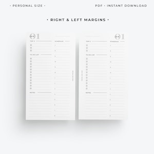 Personal size daily agenda, daily planner refill, daily to do list, daily schedule planner image 2