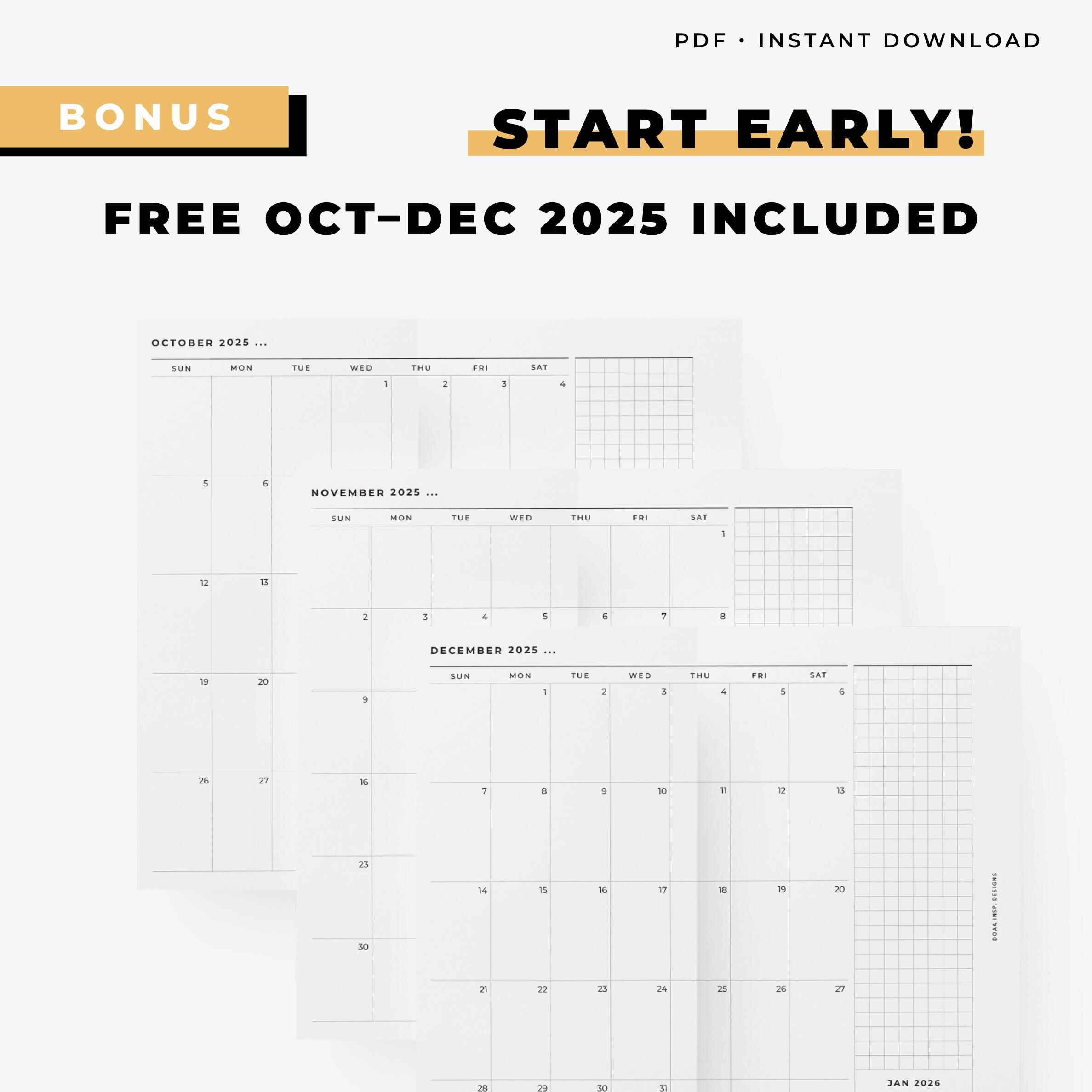 2026 Foldout Monthly Overview Calendar Insert | Personal Size Printable ...
