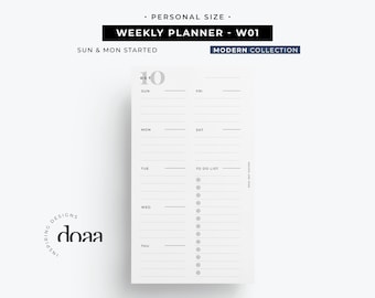 Weekplanner op persoonlijk formaat, weekoverzicht op één pagina, wekelijkse takenlijst