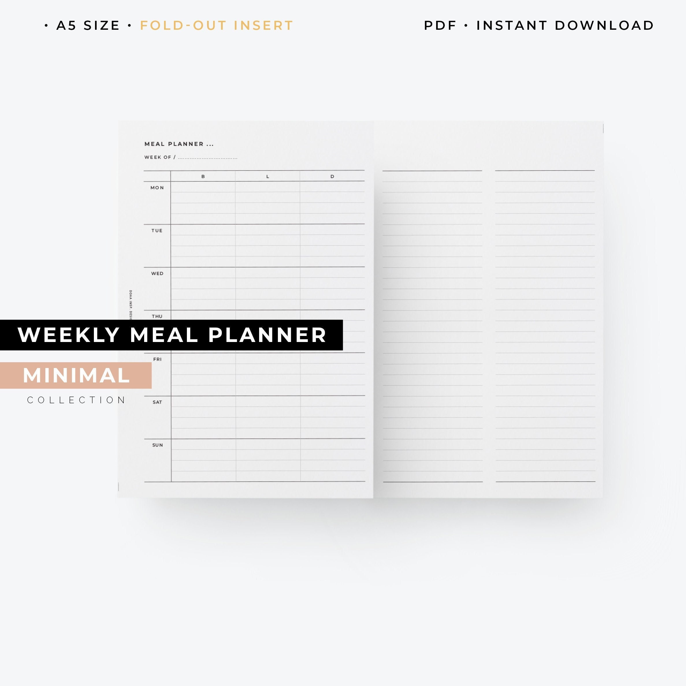 A5 Foldout Weekly Meal Planner Printable Meal Planning - Etsy