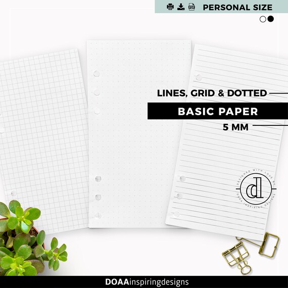 Personal size dotted paper printable Lines graph paper | Etsy