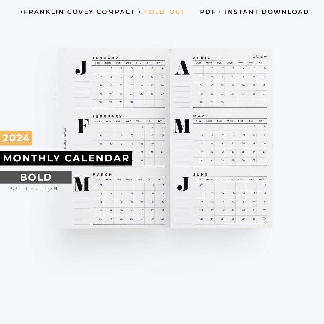 FCC, 2024 Foldout Monthly Calendar, FC Compact Size 2024 Folded Yearly