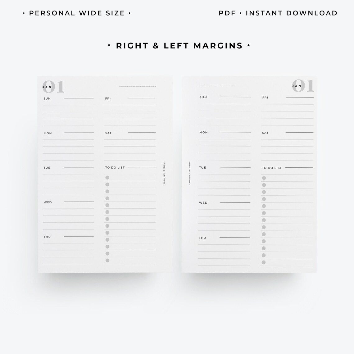 Personal Wide Weekly Planner Printable Weekly Agenda Week on | Etsy