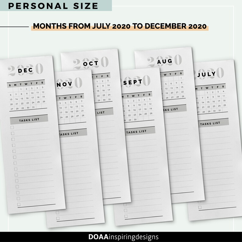 Personal size half sheet monthly overview Half Sheet | Etsy