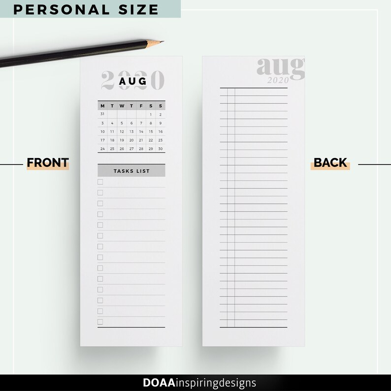 Personal size half sheet monthly overview Half Sheet | Etsy