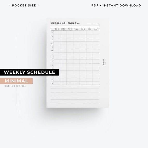 Weekly Planner Printable in Pocket Size Minimal Week on One | Etsy