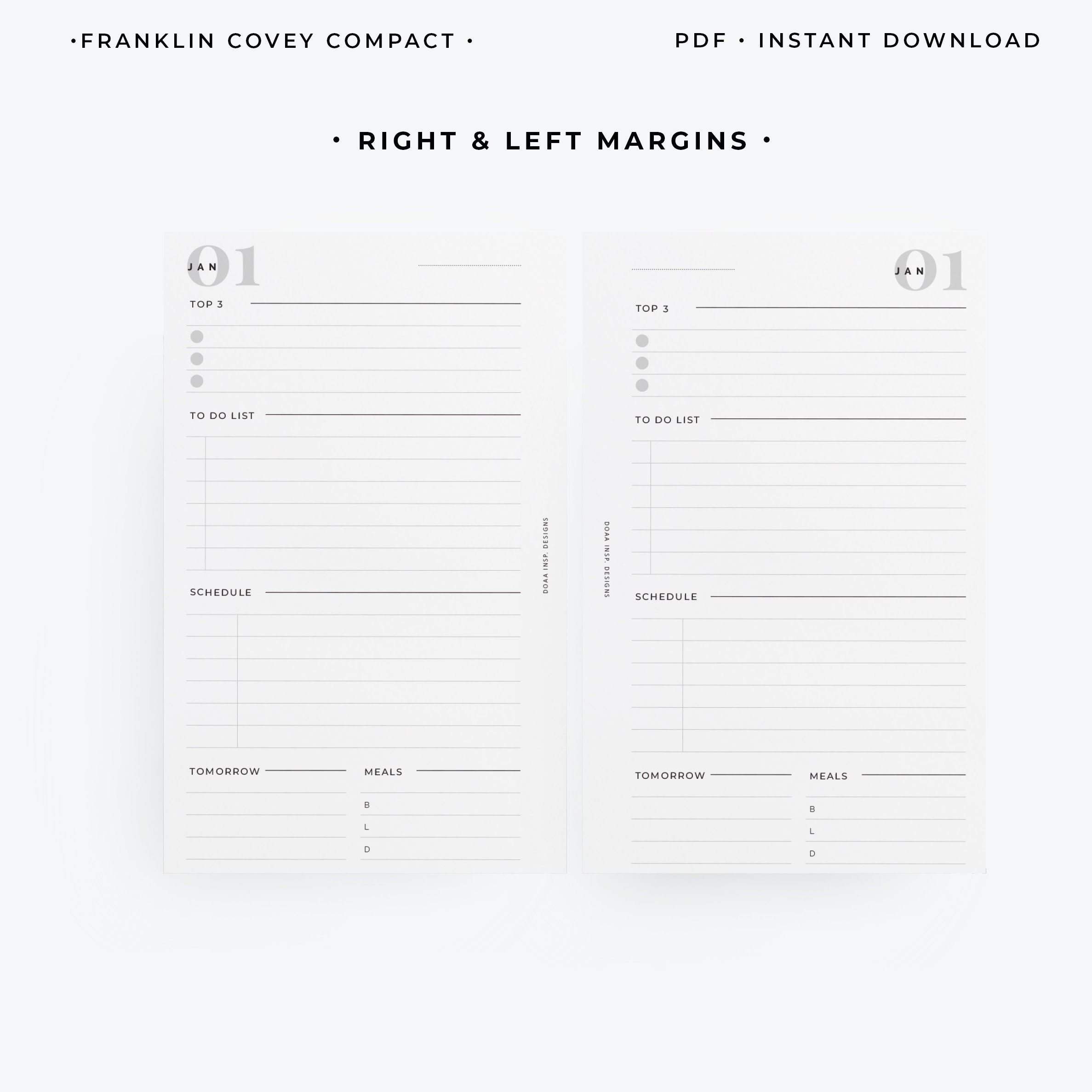 FC Compact Daily Planner, Modern Printable (PDF Printable) - Etsy
