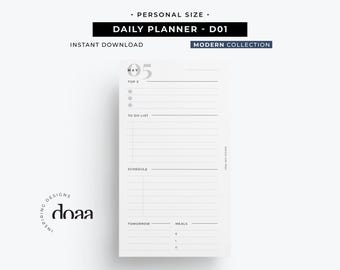 Planer dzienny w rozmiarze osobistym, nowoczesny, minimalistyczny design (wersja cyfrowa do pobrania)